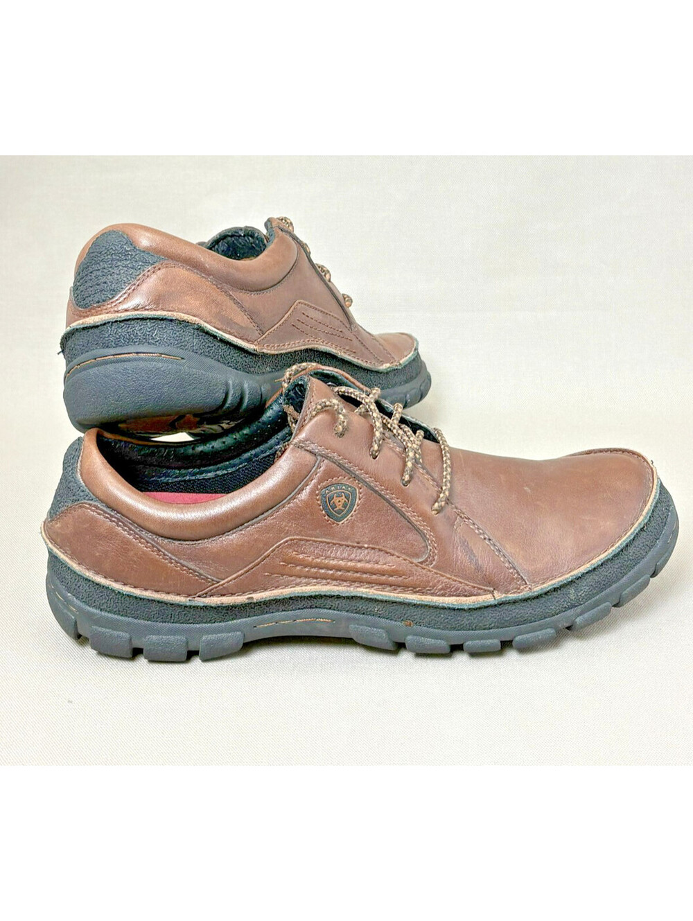 Ariat ATS Mens Brown Leather Lace Up Work Shoes Casual Oxford Mocs 9.5 D